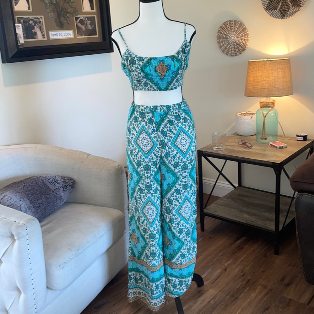 Blue patterned outfit